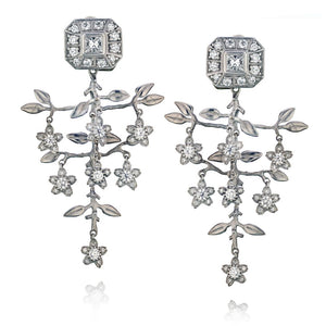 Kieselstein Cord 18K White Gold 3 carat Diamond Flower Earrings