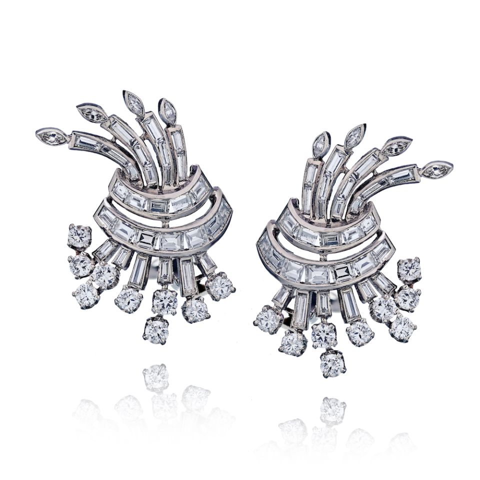 Retro Platinum 9.50 carat Diamond Earrings - The Back Vault Jewelry