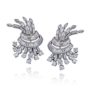 Retro Platinum 9.50 carat Diamond Earrings