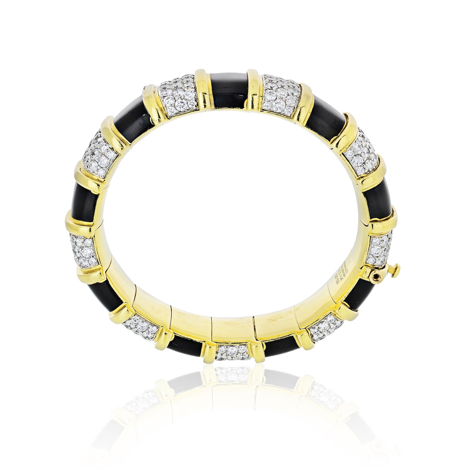 Tiffany & Co. Schlumberger 18K Yellow Gold Black Enamel, Diamond Bracelet - The Back Vault Jewelry