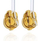 David Webb Circa 1970's Platinum & 18K Yellow Gold Ruby, Emerald, Sapphire Earrings - The Back Vault