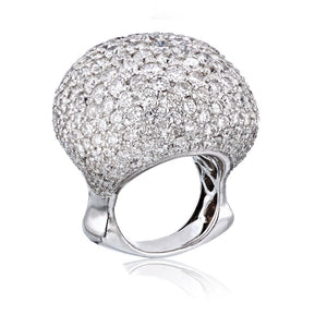 18K White Gold 25 Carats Dome Diamond Cluster Ring