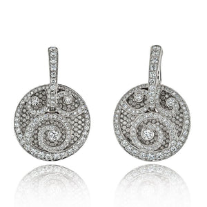 Graff 18K White Gold Medallion Shape Diamond Pave Earrings