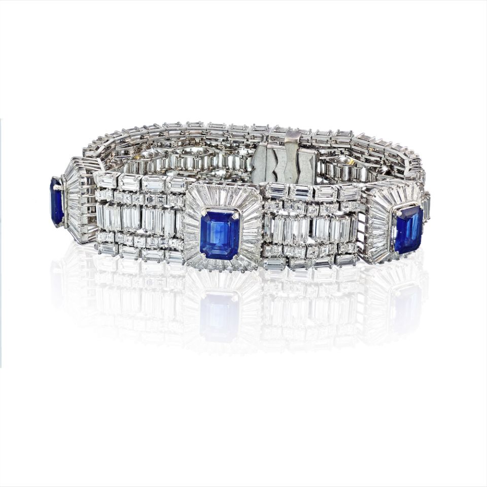 Platinum Diamond & Sapphire Bracelet - The Back Vault Jewelry