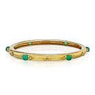 Boucheron 18K Yellow Gold Green Emerald Vintage Round Slip-On Bangle Bracelet - The Back Vault