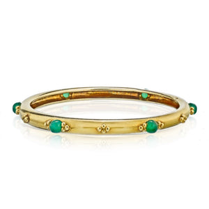 Boucheron 18K Yellow Gold Green Emerald Vintage Round Slip-On Bangle Bracelet