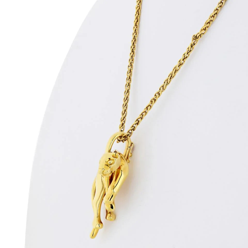 Cartier 18K Yellow Gold Vintage Panthere On A Signature Chain
