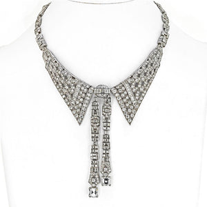 Art Deco Platinum Collar Lavalier Diamond Necklace 44.17 Carats Necklace