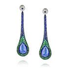 18K White Gold Pendulum Multi-gem Sapphire Drop Earrings - The Back Vault