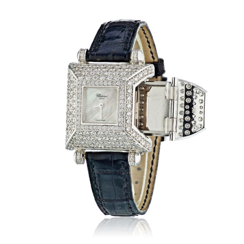 Chopard 18K White Gold Classique Femme Secret Compartment Diamond Watch - The Back Vault Jewelry