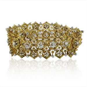 Van Cleef & Arpels Circa 1950's Platinum & 18K Yellow Gold Snowflake Diamond Bracelet