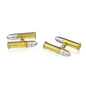 Cartier French Platinum & 18K Yellow Gold Bullet Cuff Links