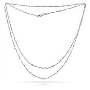 14K White Gold 1.85 carat Round-Cut Diamonds by the Yard Necklace