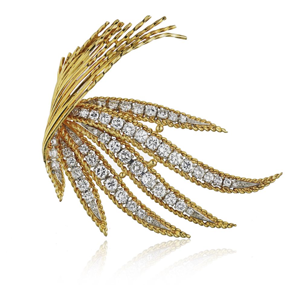 Platinum & 18K Yellow Gold Modele Sterle Paris Montreaux Brooch - The Back Vault Jewelry