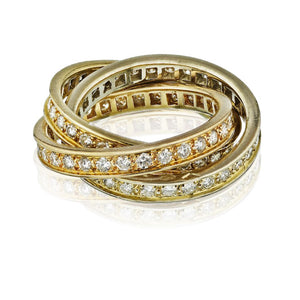 Cartier Trinity 18K Tri Color Diamond Ring