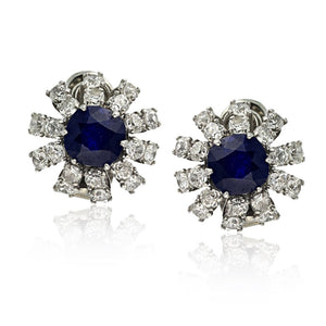 Art Deco Platinum Sapphire & Diamond Earrings