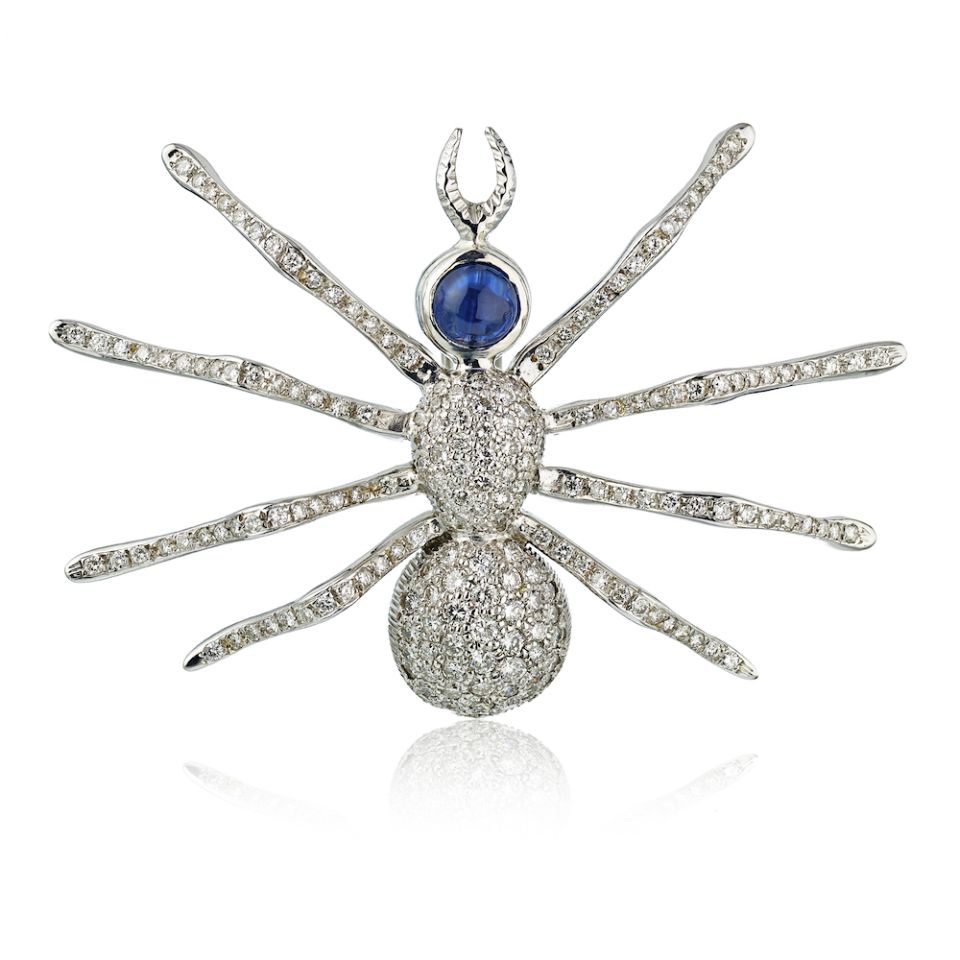 18K White Gold Diamond Spider Brooch - The Back Vault Jewelry