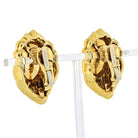 David Webb Platinum & 18K Yellow Gold Hammered Quartz Clip-On Earrings - The Back Vault