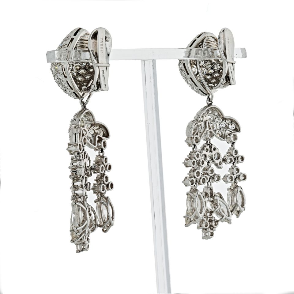 David Webb Platinum 20.17 Carat Chandalier Diamond Earrings - The Back Vault