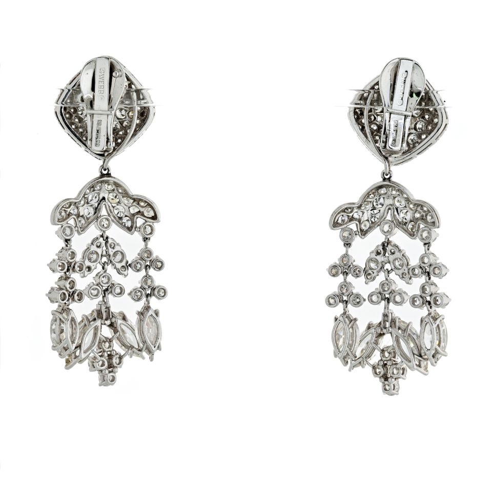 David Webb Platinum 20.17 Carat Chandalier Diamond Earrings - The Back Vault