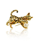 Cartier Panthere 18K Yellow Gold French Diamond & Pearl Cat Brooch - The Back Vault