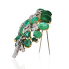 David Webb Platinum & 18K Yellow Gold Green Emeralds & Diamonds, Brooch - The Back Vault