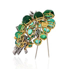 David Webb Platinum & 18K Yellow Gold Green Emeralds & Diamonds, Brooch - The Back Vault