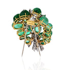 David Webb Platinum & 18K Yellow Gold Green Emeralds & Diamonds, Brooch - The Back Vault