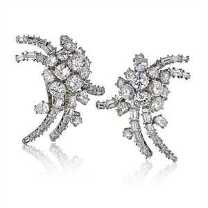 French Circa 1960's Platinum 12 Carat Diamond Estate Earrings