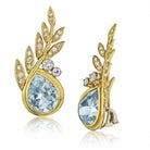 18K Yellow Gold 27 carat Aquamarine And Diamond Earrings - The Back Vault