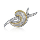 Circa 1970's Platinum & 18K Yellow Gold 8 carat Diamond Scroll Brooch - The Back Vault Jewelry