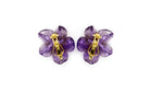 14K Yellow Gold Amethyst Flower Brooch & Earrings Jewelry Set - The Back Vault Jewelry