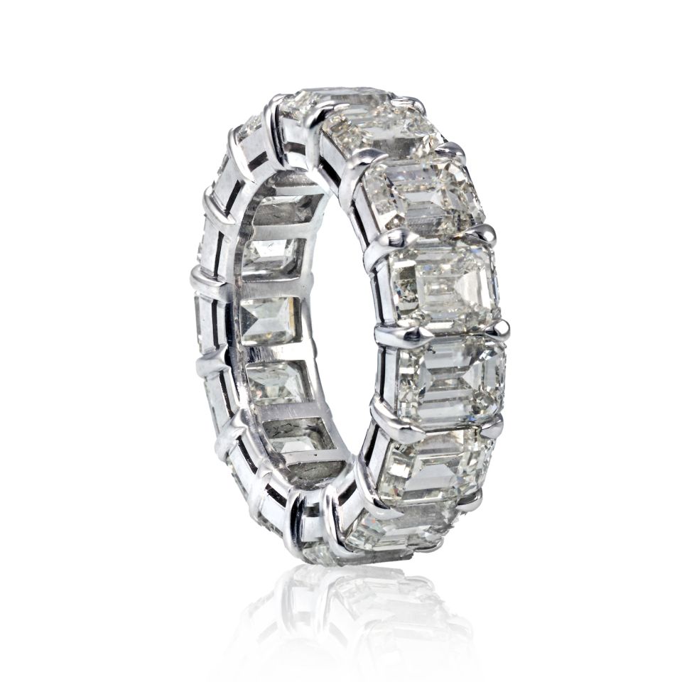 Platinum 15.21 carats Emerald Cut Diamond Eternity Band - The Back Vault