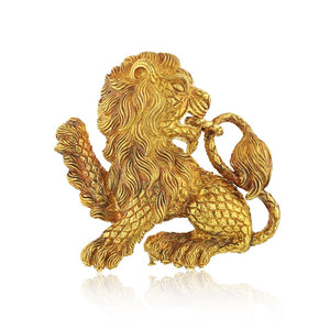 David Webb Lion 18K Yellow Gold Brooch