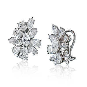 1970's Platinum 9.03 carat Diamond Cluster Earrings