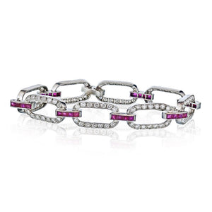 Platinum Diamonds & Ruby Bracelet