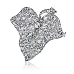 Art Deco Platinum Leaf Brooch