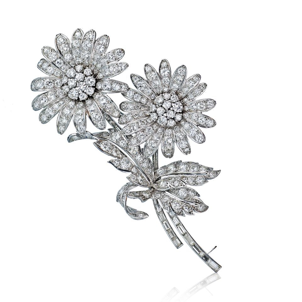 Flower Platinum 20 carat Sunflower Brooch - The Back Vault Jewelry