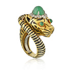 David Webb Tiger Emerald Platinum & 18K Yellow Gold approx 3.00 cttw Ring - The Back Vault