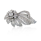 Cartier 1950's Platinum Foliate Design with Center Cushion Cut Diamond 1.35 E/VS2 GIA Brooch - The Back Vault