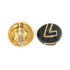 David Webb Platinum & 18K Yellow Gold Black Enamel Clip-On Earrings - The Back Vault