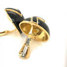 David Webb Platinum & 18K Yellow Gold Black Enamel Clip-On Earrings - The Back Vault