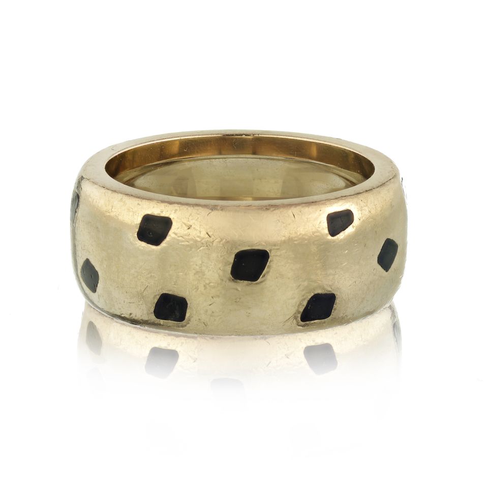 Cartier Panthere 18K White Gold Spotted Lacquer Ring - The Back Vault