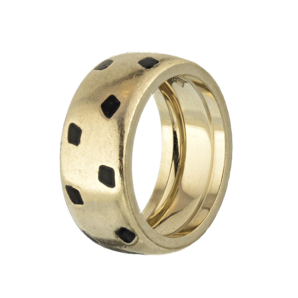 Cartier Panthere 18K White Gold Spotted Lacquer Ring - The Back Vault