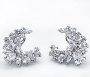 Platinum 13 carat Cluster Diamond Earrings