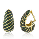 David Webb Platinum & 18K Yellow Gold Green Enamel Shrimp Clip-On Earrings - The Back Vault