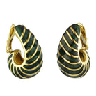 David Webb Platinum & 18K Yellow Gold Green Enamel Shrimp Clip-On Earrings - The Back Vault