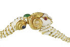 David Webb Kingdom Platinum & 18K Yellow Gold White Enamel Aries Ram Bracelet - The Back Vault