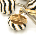 David Webb Platinum & 18K Yellow Gold Zebra White Enamel Cufflinks Jewelry Set - The Back Vault