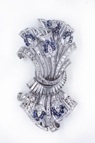 1950's Platinum Diamond & Sapphire Brooch - The Back Vault Jewelry